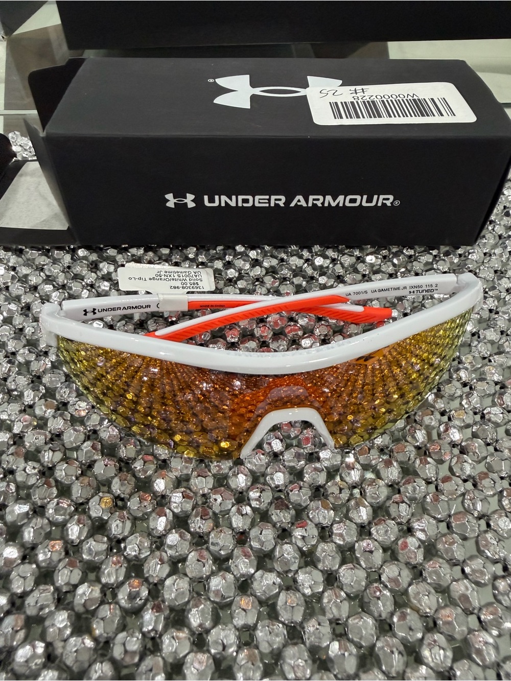 Under Armour White Frame Amber/Gold Mirror Sports Sunglasses